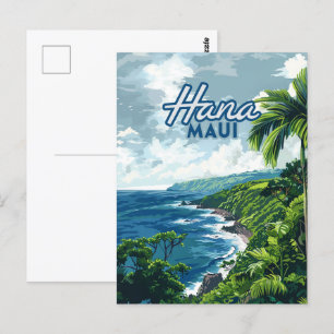 Cartão Postal Hana Maui Hawaii Road até Hana Beach Coast Retro