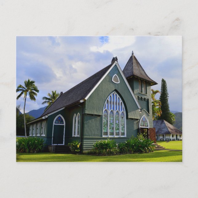 Cartão Postal Hanalei Church, Kauai, Havaí (Frente)