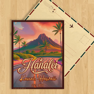 Cartão Postal Hanalei Kauai Hawaii Retro Volcano Road 1950