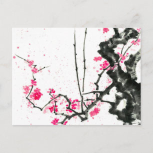 Cartão Postal Hanami   Flores Sakura florescente