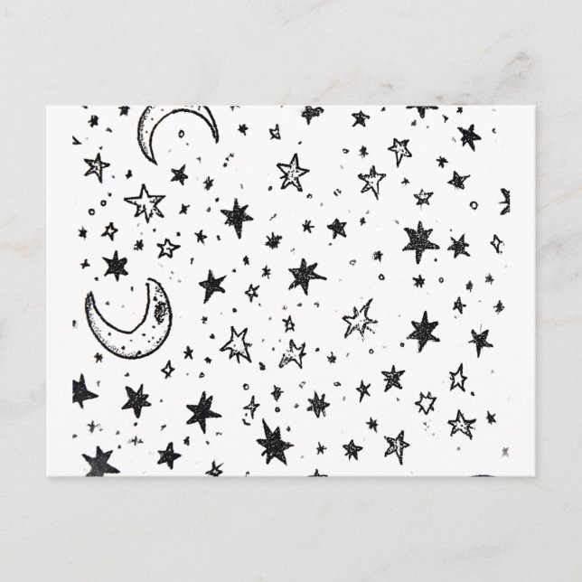 Cartão Postal Hand Drawn Celestial Night Sky Pattern (Frente)