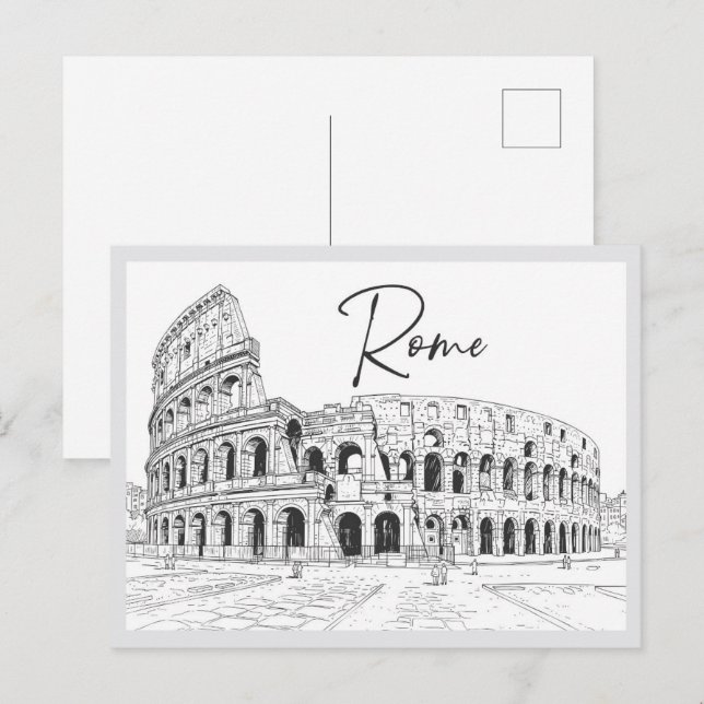 Cartão Postal Hand drawn Colosseum Rome Italy Landmark (Frente/Verso)