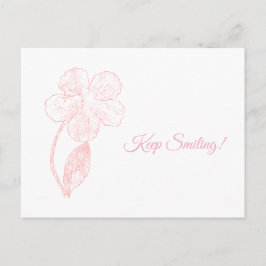 Cartão Postal Hand Drawn Flower Minimalist Pink Postcard