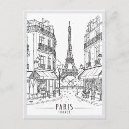 Cartão Postal Hand drawn Paris France Scene Landmark