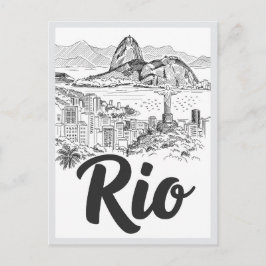 Cartão Postal Hand drawn Rio de Janeiro Brazil Scene Landmark