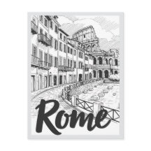 Hand drawn Rome Italy Scene Landmark