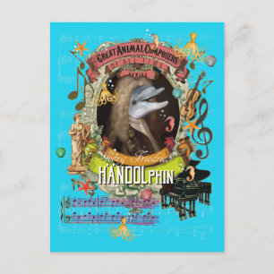 Cartão Postal Handolphin Funny Dolphin Animal Composer Handel