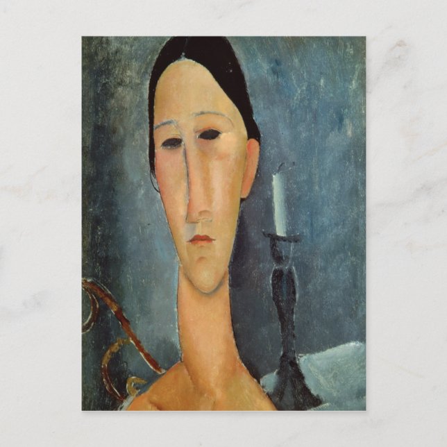 Cartão Postal Hanka Zborowska com um Candlestick, 1919 (Frente)