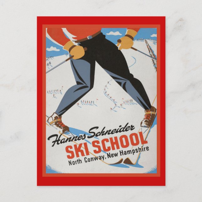 Cartão Postal Hannes Schneider Ski School (Frente)