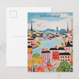 Cartão Postal Hanôver Alemanha Viagem Cidade Pintura Estética