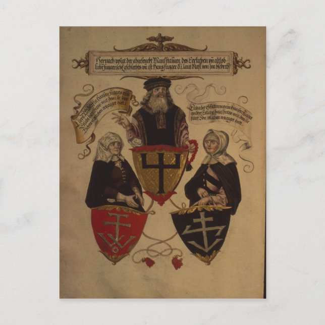 Cartão Postal Hans Fugger duas esposas Clara Widolf e Elisabeth (Frente)