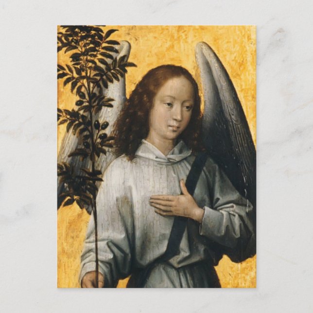 Cartão Postal Hans Memling- Angel Holding um Branch de Oliva (Frente)