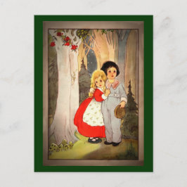 Cartão Postal Hansel e Gretel na borda da Floresta