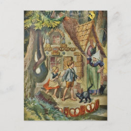 Cartão Postal Hansel e Gretel na esquadra da bruxa