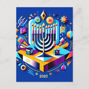 Cartão Postal Hanukkah Colorida 2023