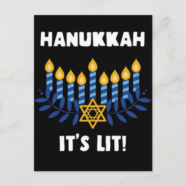 Cartão Postal Hanukkah: É Lit (Frente)