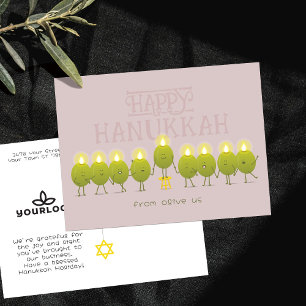 Cartão Postal Hanukkah Menorah Olives   Logotipo da empresa Mauv