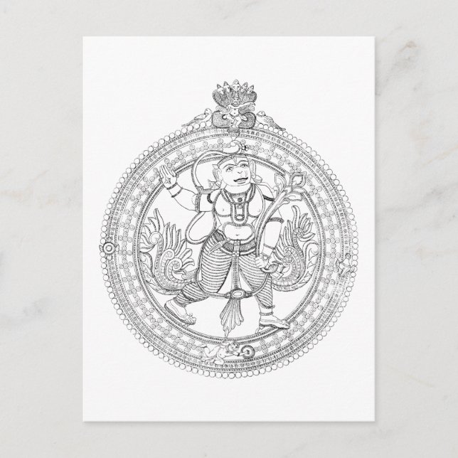 Cartão Postal Hanuman Monkey Deus (Frente)