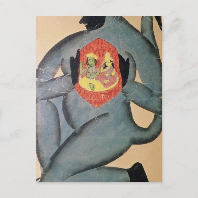 Cartão Postal Hanuman revelando Rama e Sita (Frente)