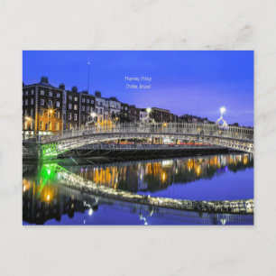 Cartão Postal Ha'penny Bridge, Dublin, fotografia cênica da Irl