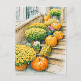Cartão Postal Happy Autumn Thanksgiving Pumpkin Postcard