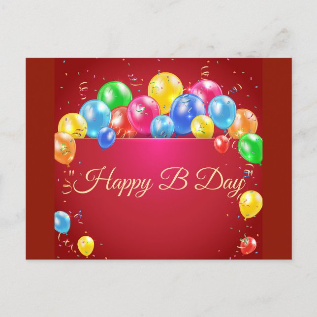 Cartão Postal Happy B Day Balloon Postcard  (A vibrant way to say "Happy B Day"!)