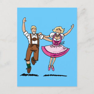 Cartão postal Happy Bavarian Casal Dança