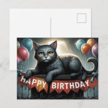 Happy Birthday 2026 Postcards Cat