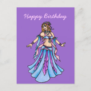 Cartão Postal Happy Birthday Belly Dancer