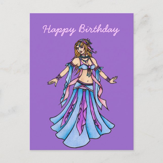 Cartão Postal Happy Birthday Belly Dancer  (Frente)