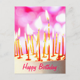 Cartão Postal Happy Birthday cake with burning candles Karte