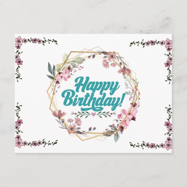 Cartão Postal Happy birthday floral themed Postcard (Frente)