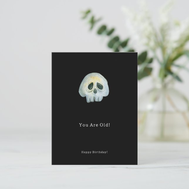Cartão Postal Happy Birthday Funny Skeleton Card (Em pé/Frente)