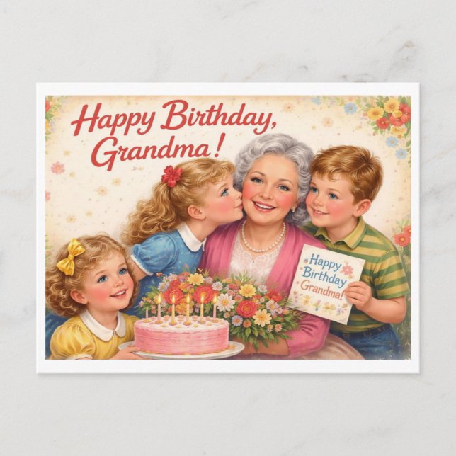 Cartão Postal Happy birthday Grandma (Frente)