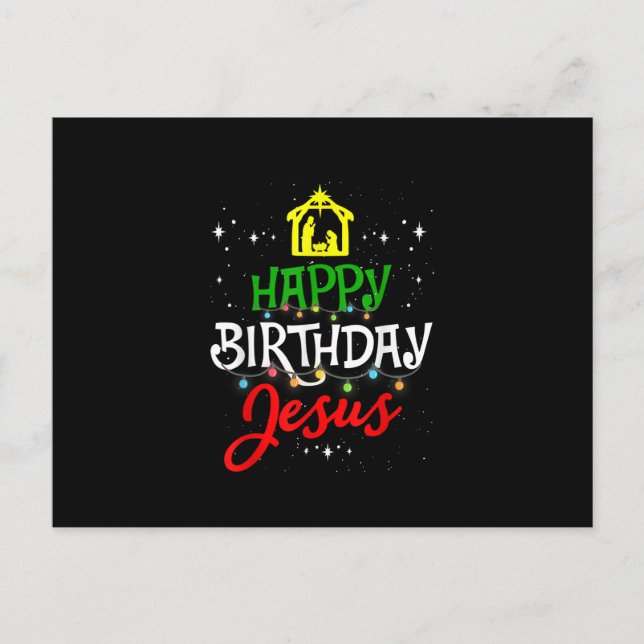 Cartão Postal Happy Birthday Jesus Christmas Pajama Holiday Xmas (Frente)