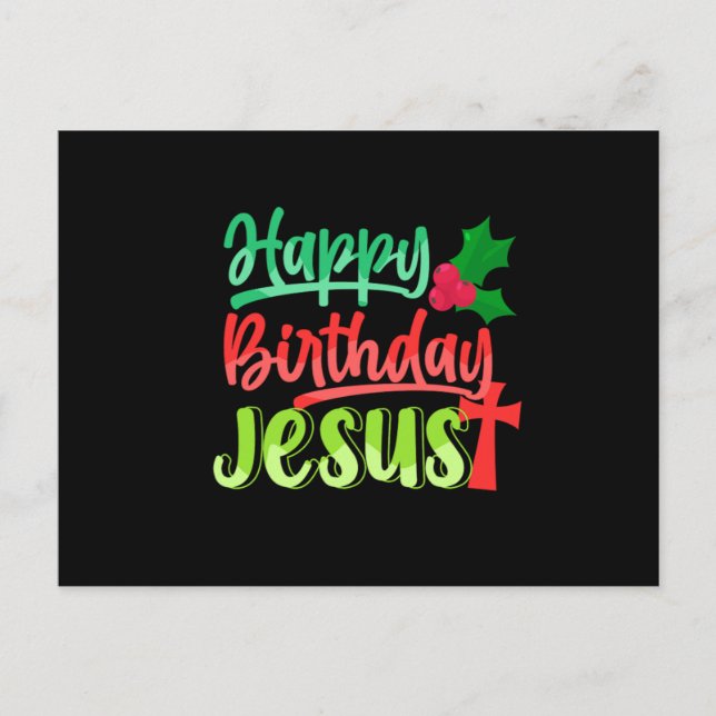 Cartão Postal Happy Birthday Jesus Xmas Merry Christmas Gift (Frente)