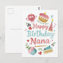 Cartão Postal Happy Birthday Nana 