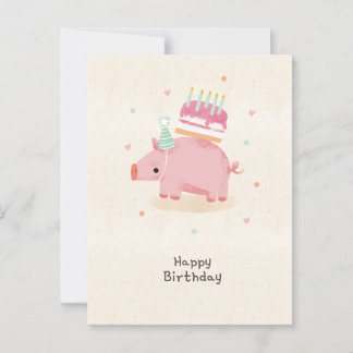 Cartão Postal Happy birthday stealing piglet