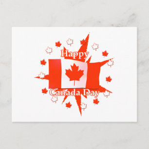 Cartão Postal Happy Canada Day Flag Design