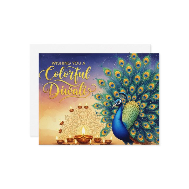 Cartão Postal Happy Diwali (Frente/Verso In Situ)