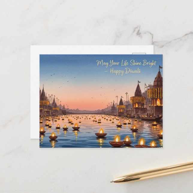 Cartão Postal Happy Diwali (Frente/Verso In Situ)