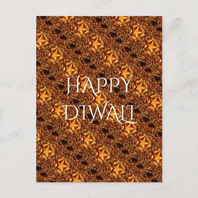 Cartão Postal Happy Diwali saudando Dourada estrela brilhante de (Frente)
