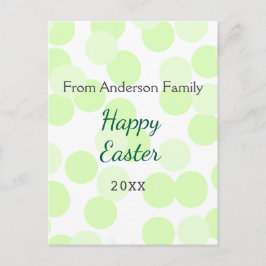 Cartão Postal Happy Easter gray green polka dots family name
