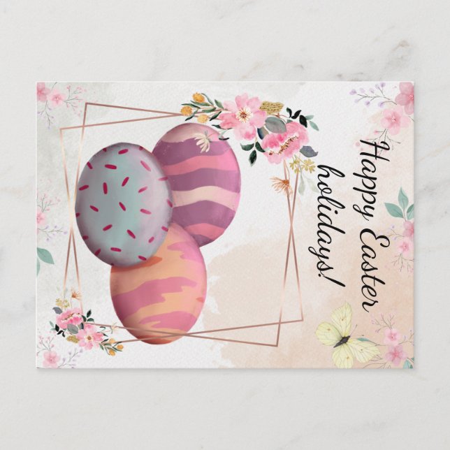 Cartão Postal Happy Easter holidays  (Frente)