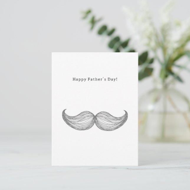 Cartão Postal Happy Father's Day Quote Moustache Mustache Card (Em pé/Frente)