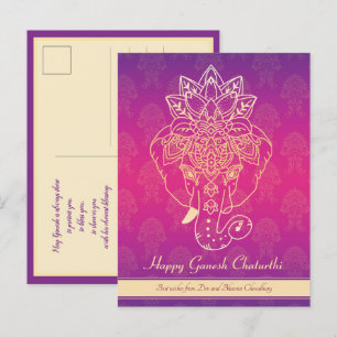 Cartão Postal Happy Ganesh Chaturthi, texto próprio, Cartão-po