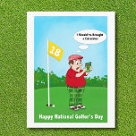 Cartão Postal Happy Golfers Day Humor April 10<br><div class="desc">Celebrate National Golfer’s Day on April 10 with this funny golf illustration of a puzzled golfer staring at his scorecard, quietly wondering if a calculator might help after an 18-hole round. Perfect for golfers who understand the challenge of counting strokes after a long day on the course, this humorous design...</div>