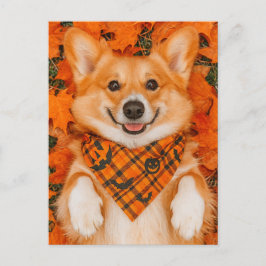 Cartão Postal Happy Halloween Corgi Postcard Cute Dog Autumn