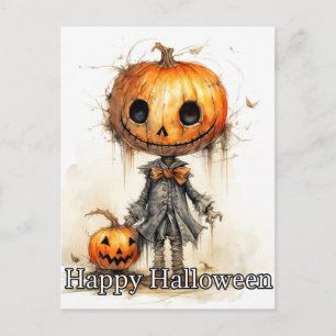 Cartão Postal Happy Halloween Pumpkin Fiend