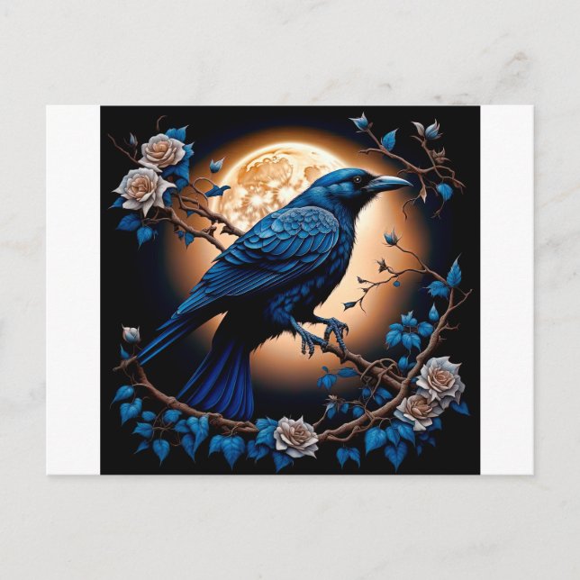 Cartão Postal Happy Halloween Ravens And Roses (Frente)